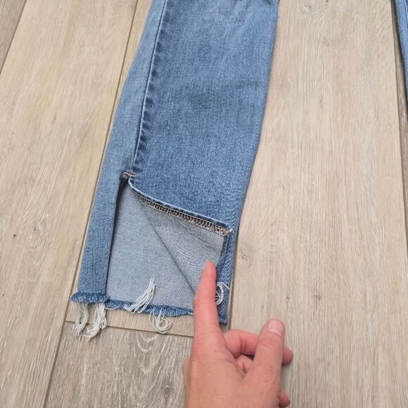 Hidden Los Angeles Blue Jeans Super High Waisted Skinny Frayed Hem Side Slit 27 - Picture 5 of 12